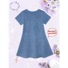 3D Print Butterfly Pattern Faux Denim Short Sleeve Dress for Girls | Casual Crew Neck, Regular Fit, Slight Stretch Fabric, Perfect for Spring/Summer