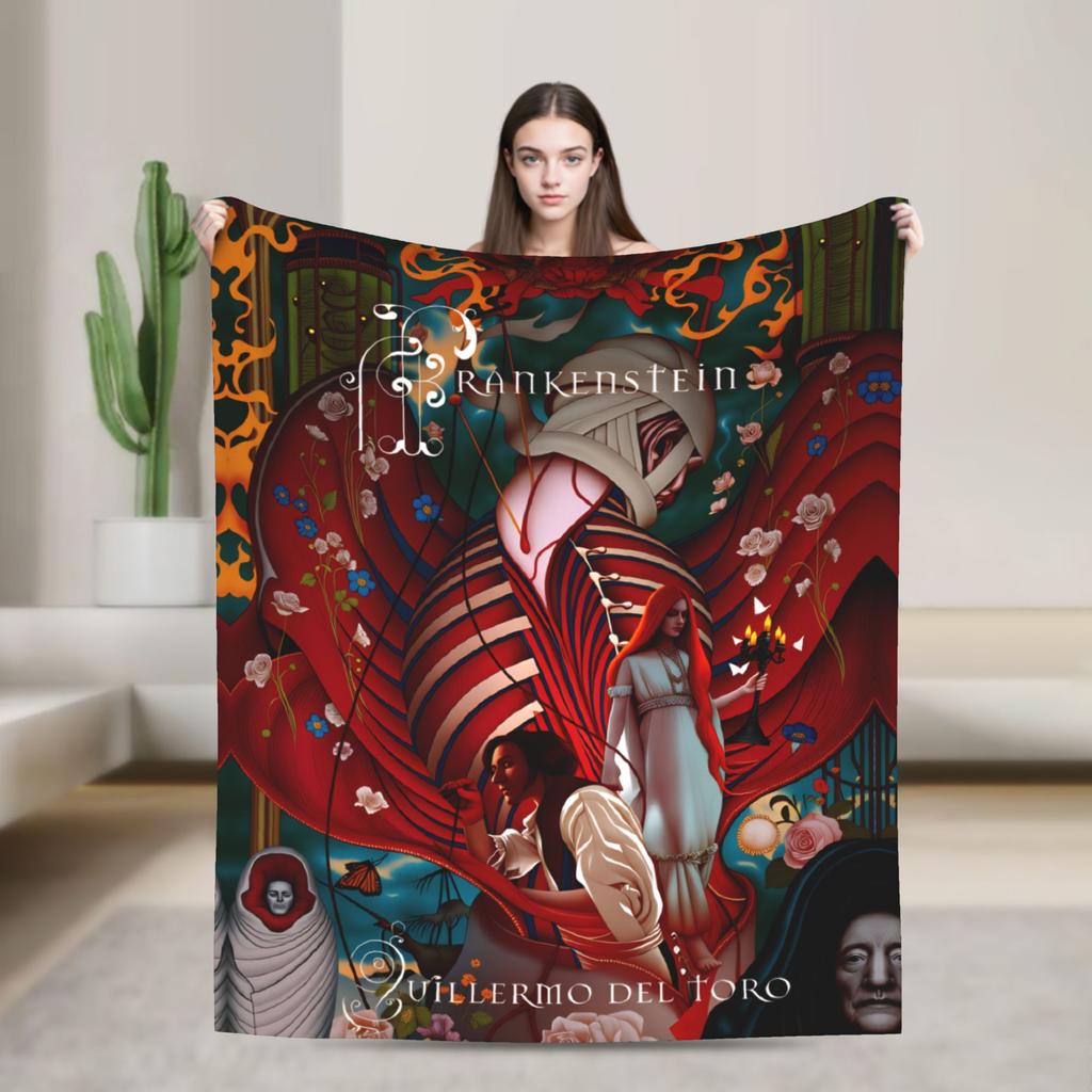 Frankenstein Movie 2025 (1) Flannel Blanket  Warm Throw Blanket for Couch Chair Decorative Fluffy Bedspread Sofa Bed Cover