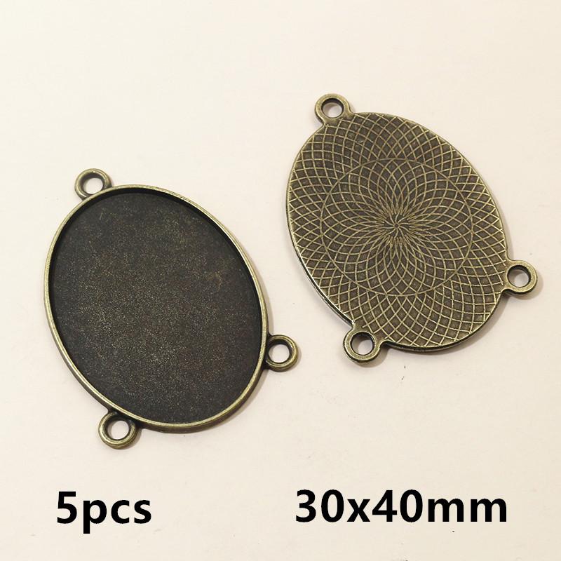 5-40pcs 3-Loops Oval Prndant Cabochons Blank Base Setting DIY Necklace Bracelet Jewelry Making Accessories Findings