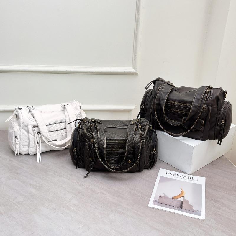 Retro pu multi-pocket bag large-capacity portable tote bag simple commuter shoulder women's messenger bag