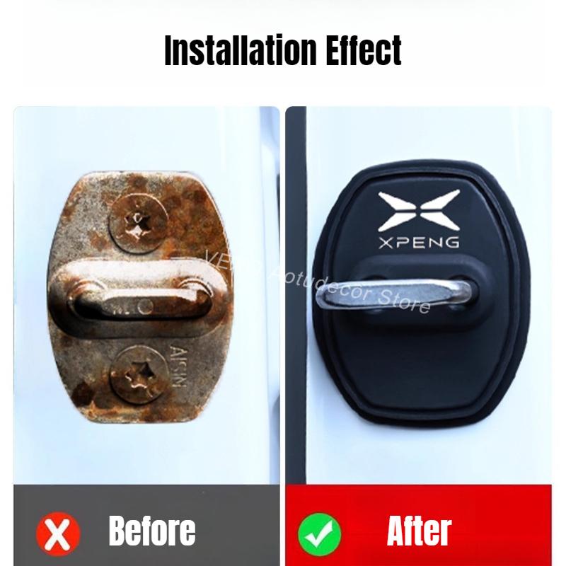 For Xpeng MONA M03 G6 P7 Silicone Door Lock Cover Shock Absorption Buffer Pad Protector Sleeve Trim Car Door Lock Protector Pad