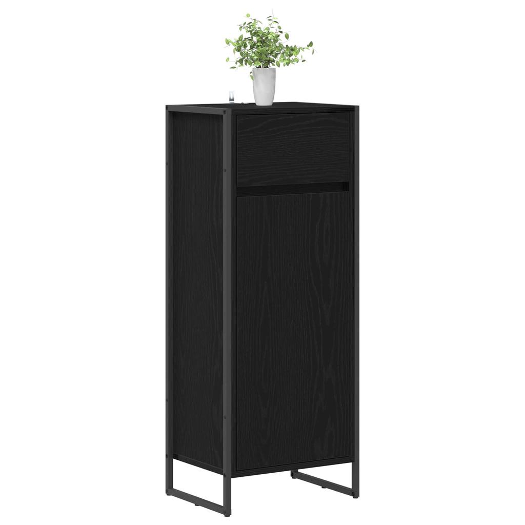 Bathroom Cabinet with Door Black Oak Effect 40 x 30 x 100 cm