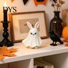Modern Table Centerpiece Halloween Ghost Figurine, 3D Printed Cute Statue with Rabbit Personalized Shelf Decoration Ear, Spooky Desktop for