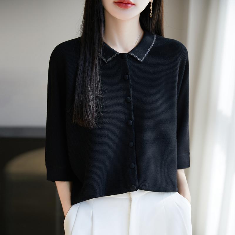 Leichte Strickjacke für Damen aus 50 % Wolle und 50 % Maulbeerseide – vielseitige Strickware für 4 Jahreszeiten für ganzjährigen Komfort und Stil