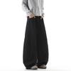 Mens Black Wide Leg Denim Pants Loose Fit Straight Cut Casual Trousers With Slight Stretch