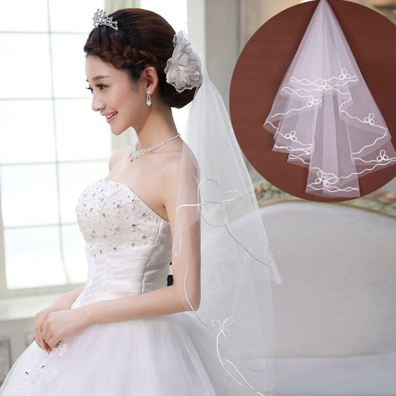 One-Layer Long White Wedding Veil 