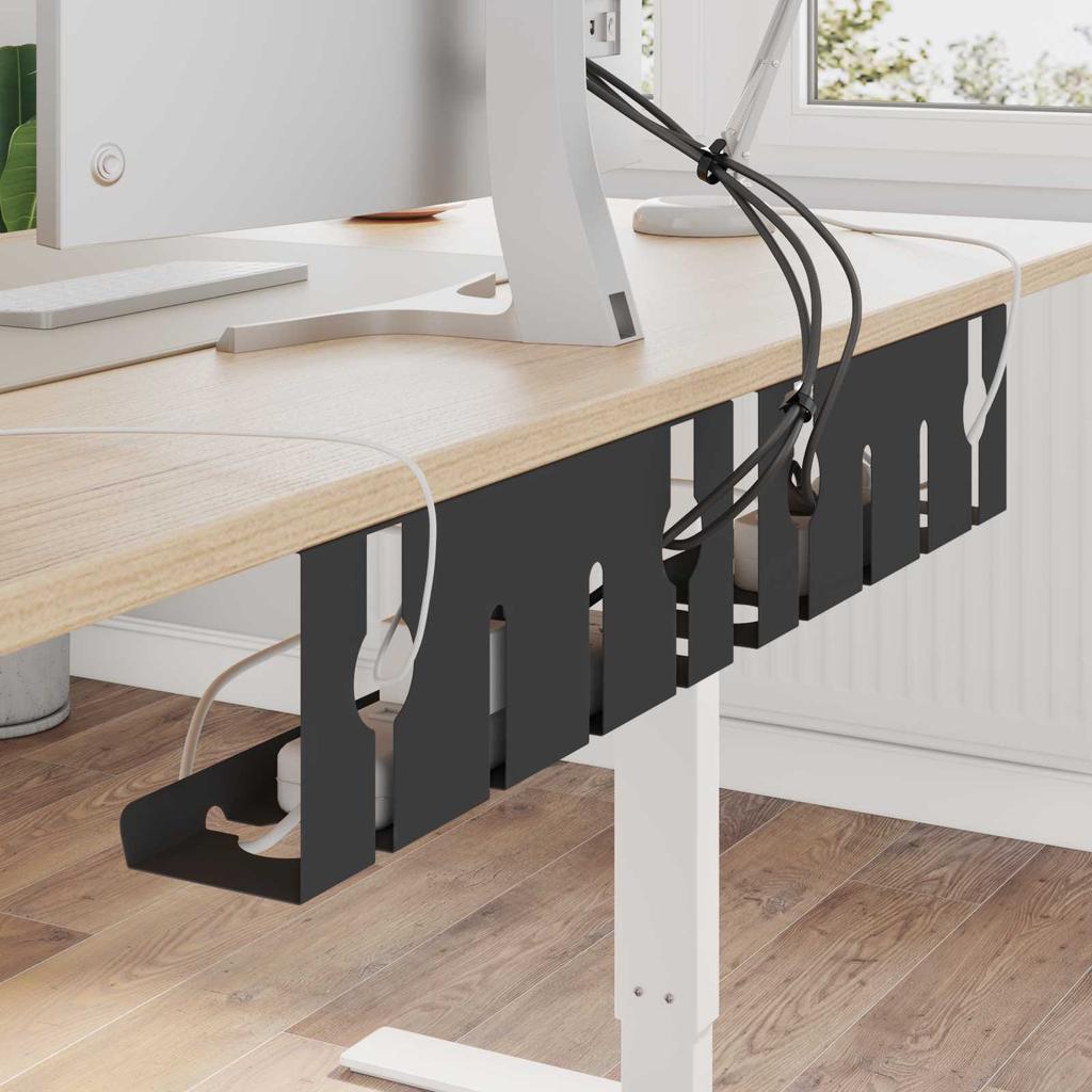 Under Desk Cable Management Tray 2 Pcs Black