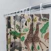 Animal Adventure Shower Curtain Jungle Safari Theme With Zebra, Giraffe Elephant Design Waterproof Fabric For Bathroom Decoratio