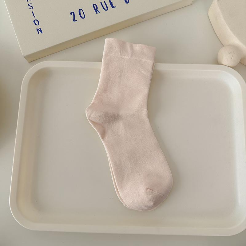 Women's High-Elastic Cotton Socks - Non-Binding, Soft, Anti-Pilling, Macaron Colors, Versatile and Comfortable Fit