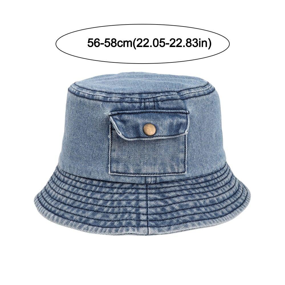 Fashion Cotton Denim Bucket Hat Sun Protection Casual Fisherman Hat Breathable Sunhat Outdoor Travel