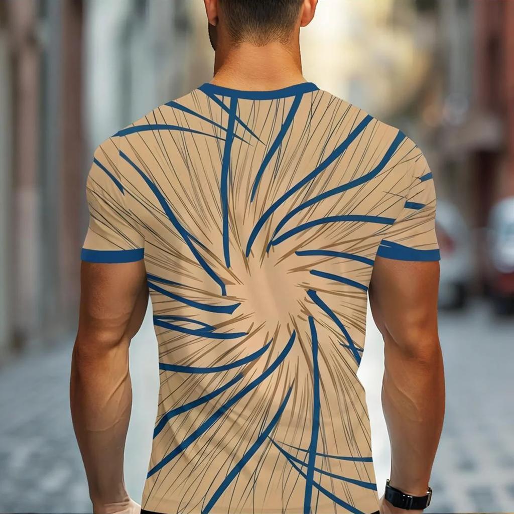 Men's New 3D T-shirt Crew Neck Short Sleeve Casual Top Breathable Cool-Feel Fabric Tagless Skin-Friendly Design