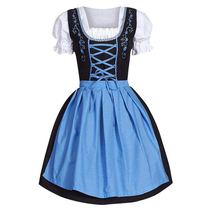 Women Dress Oktoberfest Dirndl Lace Up Festival Costume Cosplay Party Dresses