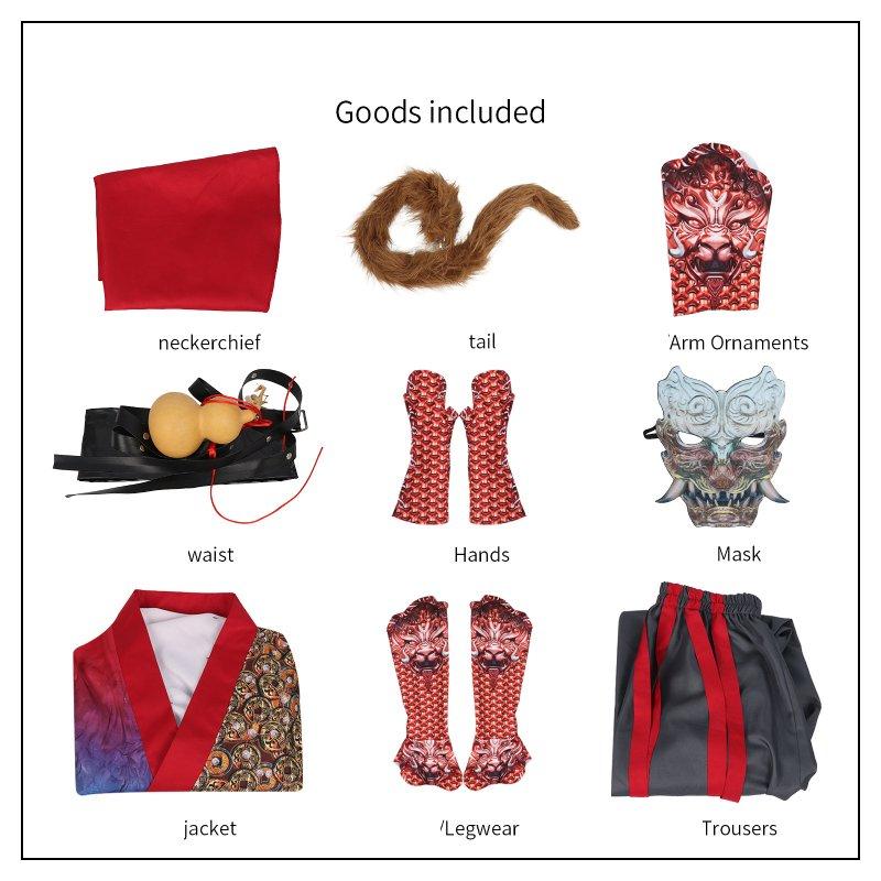 

Черный Укун Мифический персонаж Набор костюма на Хэллоуин для выступлений Косплей одежда M