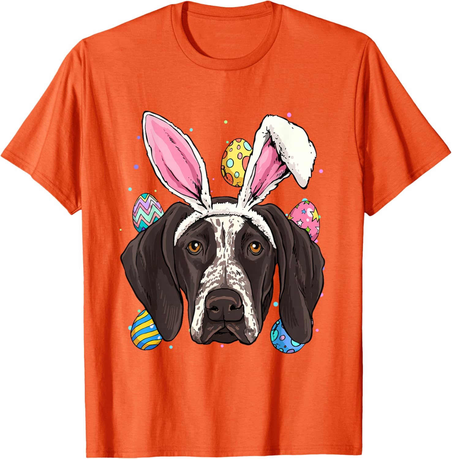 

German Shorthaired Pointer Easter Bunny T-Shirt Funny GSP Egg Hunt Graphic Tee Men 4XL