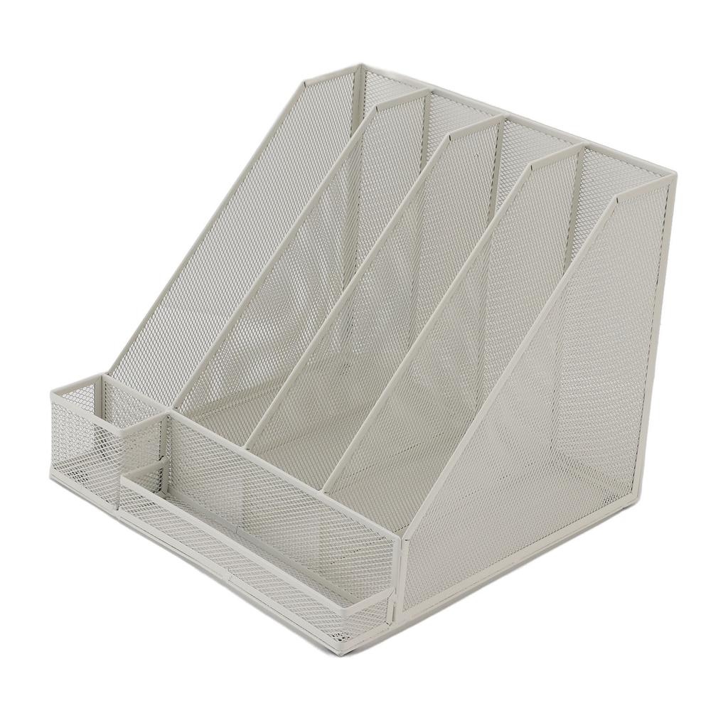 Desktop File Organizer Iron Mesh White Multi Layer Vertical File Folder Organizer for Study Office