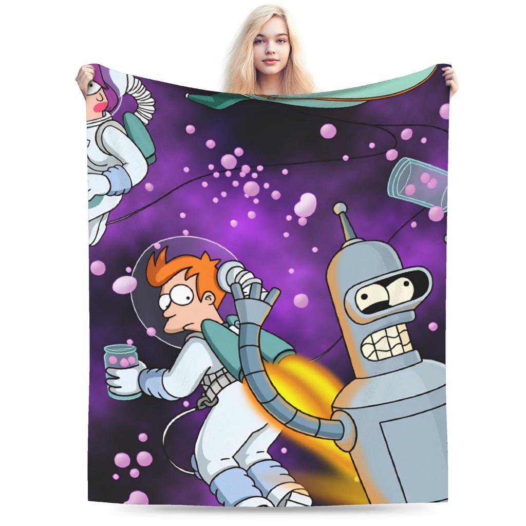 Futuramas Cartoon Comic Blanket Quality Warm Throw Blanket Winter Girls Boys Couch Chair Sofa Bed Funny Bedspread