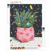 DIY 5D Diamond Art Kit Cosmic Potted Plant Pattern Rhinestone Canvas Painting for Modern Bedroom Living Room Wall Decor Full Drill Set