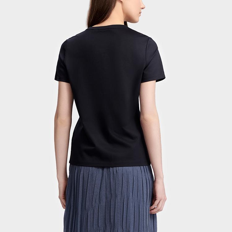 FILA Logo Fashion Sports Casual Simple Knitted Round Neck Short Sleeve T-Shirt Women T-Shirts Legendary-Blue F11W327101FNV