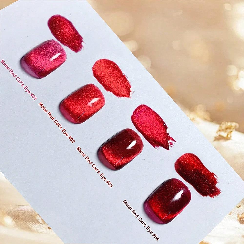 1pc 10ml Red Cat Eye Gel Magnetic Sparkling Glitter Gel Nail Polish Semi Permanent UV Gel For Women No Include Magnetic Stick
