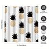 Tropical Pineapple Shower Curtain - Golden & Black Beach Art Design, Machine Washable Polyester, Bath Decor
