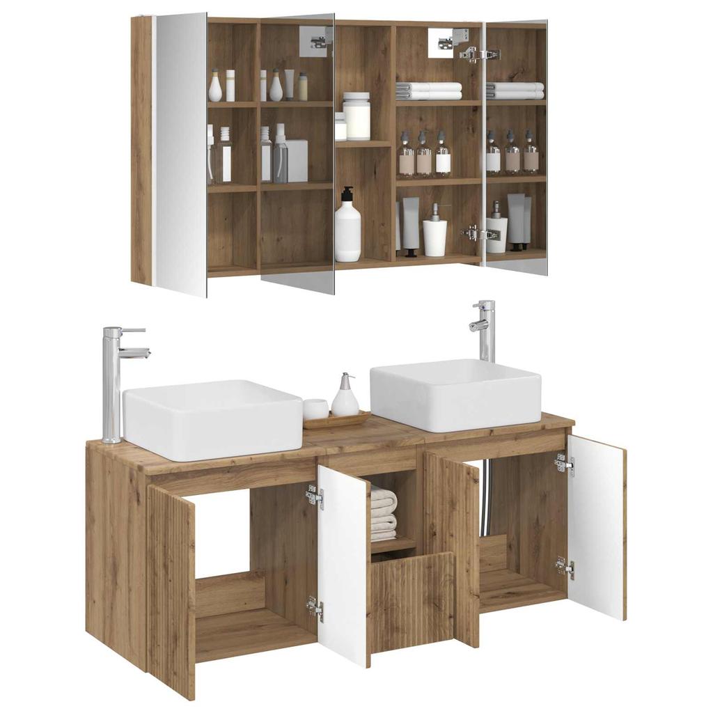 Bathroom Cabinet Set 4 pcs Artisan Oak Wood Based Material