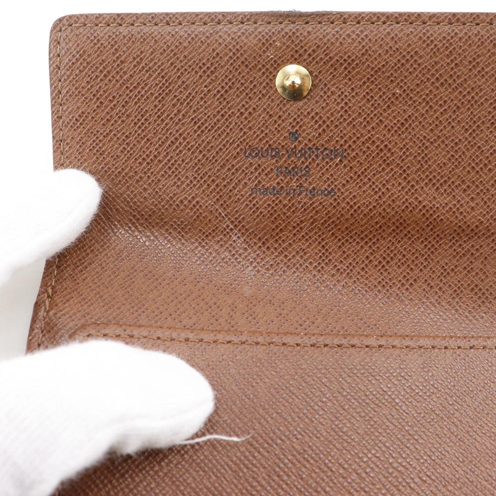 LOUIS VUITTON Porto Monevier Cartes Crdit Bi-Fold Wallet M61652 Double Sided Brown Monogram canvas unisex Used