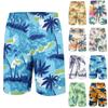 Calções de Banho Masculinos com Cintura Elástica, Corte Relaxado e Estampa de Árvores, Leves, Secagem Rápida, Board Shorts para Praia e Piscina