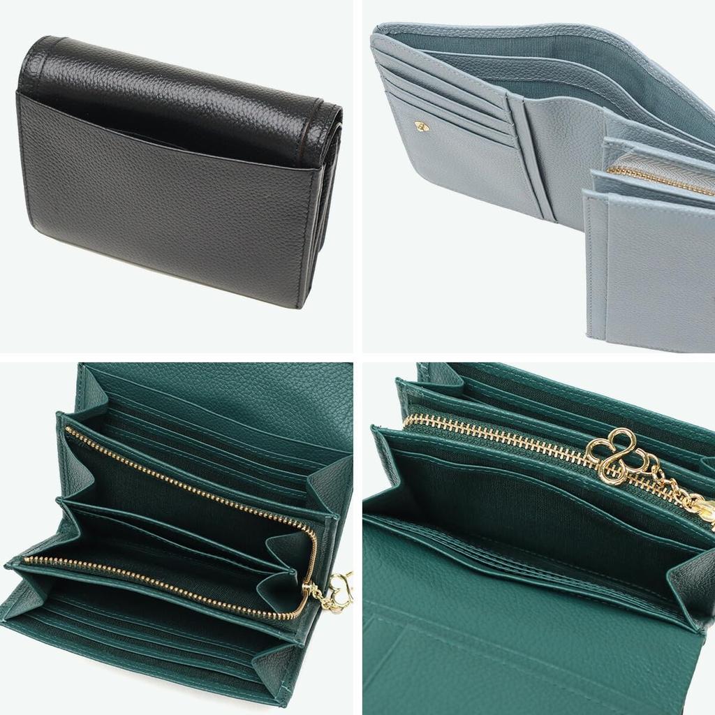 Marie Claire Women's Bifold Wallet, Genuine Leather, Zippered Coin Purse, Large Capacity, Brand: Carrousel 88649-80, Blue Gray