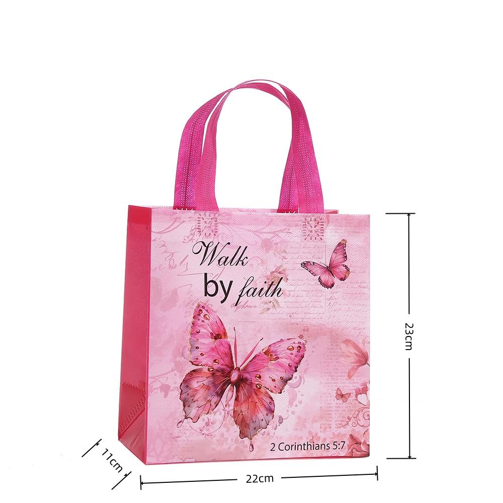 12/30pcs Butterfly Print Non Woven Tote Bags Laminated Waterproof Shopping Bags Reusable Gift Bags for Party Favor Packaging