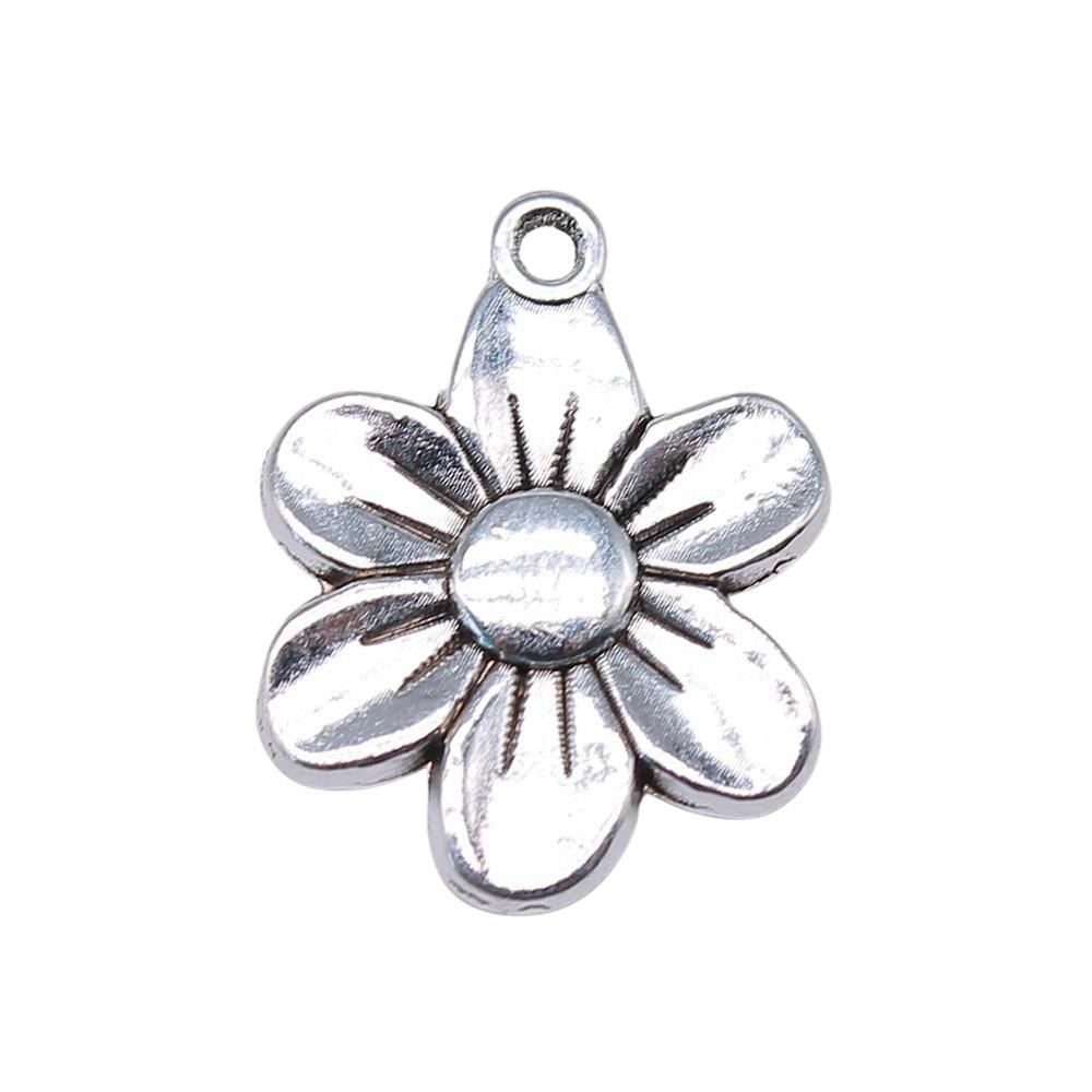 Simple Flower Charms Antique Alloy Pendants For Minimalist Floral Jewelry