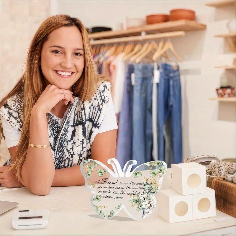 Płaski Akrylowy Motyl 2D Dekoracja Biurkowa na Przyjaźń, Wzór Słonecznika, Tabliczka Dekoracyjna Domu Wisząca Sztuka Ścienna Dekoracja Ogrodowa do Pokoju Do