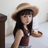 Summer Straw Hat for Baby Girls Vintage Bow Flat Top Fedora Hats Children Outdoor Wide Brim Panama Cap Beach Sun Visors