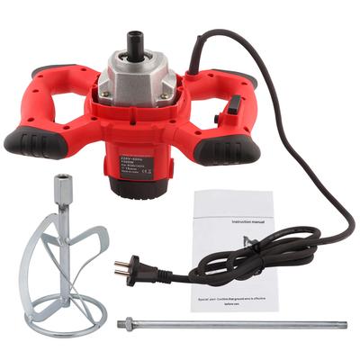1pc Red 1500W Handheld 6‑speed Electric Mixer for Stirring Mortar Paint Cement Grout AC