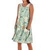 Women Sleeveless V Neck Casual Dress with Pockets Floral Print Relaxed Fit Summer A Line Dress for Daily Wear