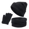 3Pcs Winter Knitted Hat Scarf Gloves Set Fleece Lined Warm Beanie Touch Screen Gloves for Women Men Outdoor Cycling