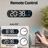 14.3" Digital Wall Clock with Remote Control, Large Display, LED Clock for Living Room, Bedroom, Auto-Dimming, 9 Color Night Light, Auto DST, Date,