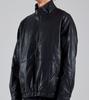 Button Seoul Minimal Vegan Leather Stand Collar Zip-Up Jacket (Black)