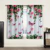2 Pack Charming Pink Rose and Butterfly Print Curtains, Floral Vine Design, Flat Print, Perfect for Valentine's Day Living Room