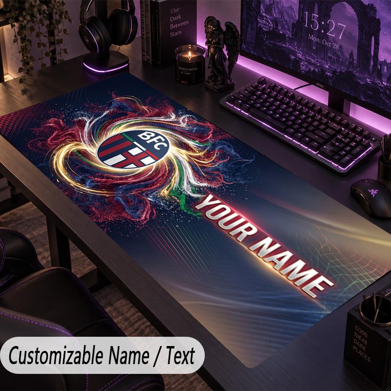 Custom Text Big Mousepad, Extended Desk Pad For Laptop Work GameBologna FC
