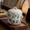 Kitchen Chinese Retro Binaural Stew Cup With Lid Water-Proof Stew Pot Ceramic Crock Pot Small Soup Cup Outlet