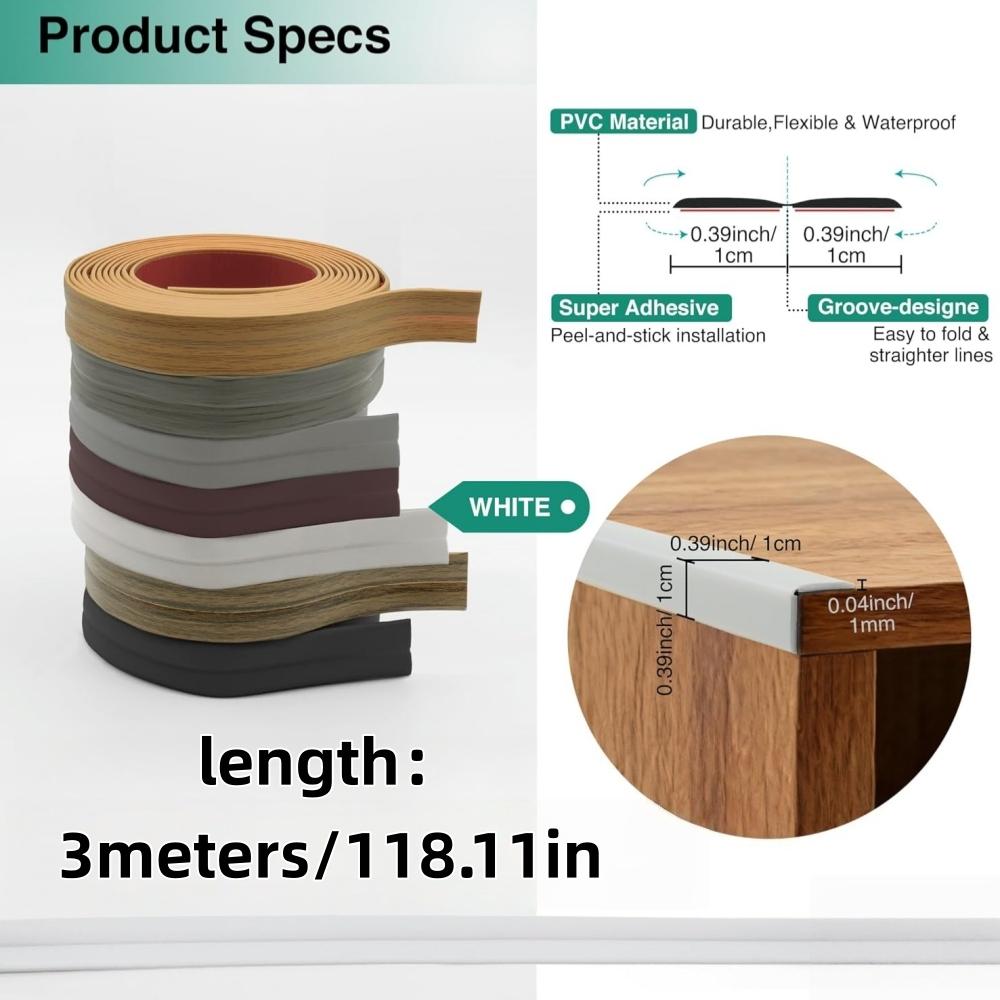1pc 118.11X0.79in Inside Outside Corner Trim Moulding Flexible Wall Corner Protector Self Adhesive Edge Floor Transition Strip