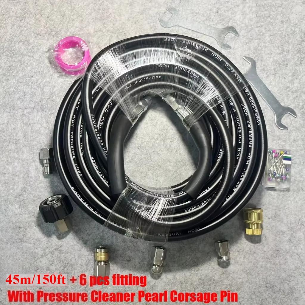 Sewer Jetter Kit,1600PSI 1.45m Nozzle Hose+2.20m 3/8 Quick Connect Hose for Pressure Washer,Drain Unclog & Auto Washing