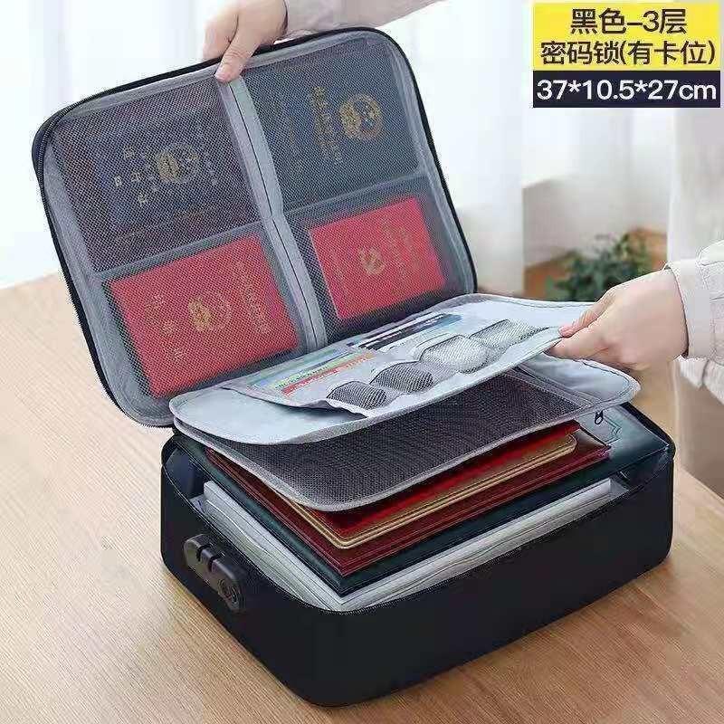 

Multi-layer Document Storage Bag, Large-capacity Multi-functional Storage Box, Credit Card, Driving Licence, Important Document Package. locks