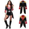 Giacca da Pista da Circo da Donna con Frange sulle Spalle, Collo a Revers, Maniche Lunghe, Polsini in Pizzo, Blocco di Colore, Raso per Feste a Tema Halloween, Carnevale, Role Playing