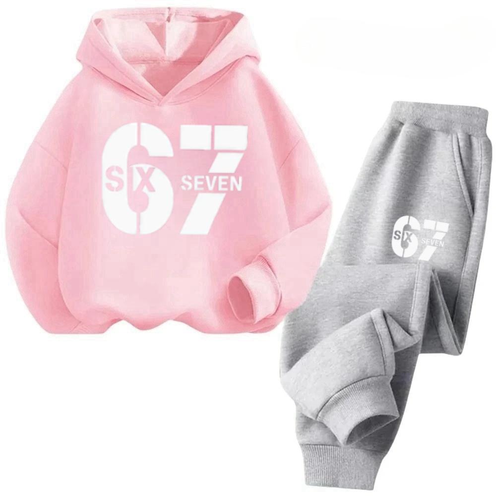 67 Heißer Verkauf Kinder Outfit 2-teiliger Trainingsanzug Cartoon-Druck Rabatt Kinder Bequemes Sweatshirt-Set