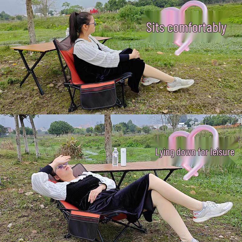 Tragbarer Outdoor-Klappstuhl: Leicht, halb zurücklehnbar für Nickerchen im Büro, Camping und Angeln