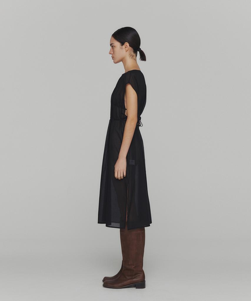 Amomento Sheer Drawstring Dress_Black