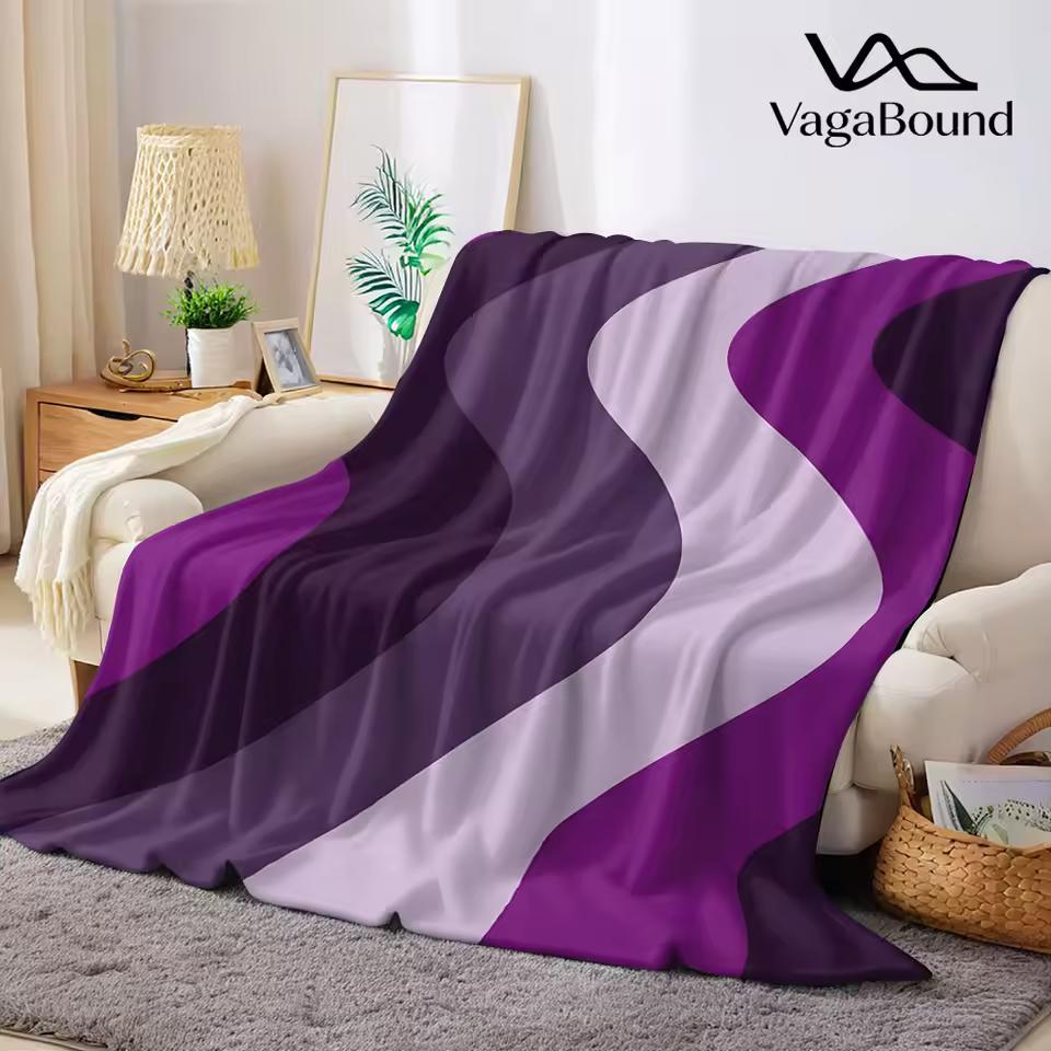 Retro Wavy Stripe Flannel Blanket Warm Soft Halloween Christmas Couch Warm Cozy Decorative Decor Gift for All Season
