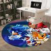 1pc Sonic, Tails & Knuckles Anime Cartoon Design Round Carpet  Office Chair Mat, NonSlip Rug for Home Decor, Living Room, Bedroom