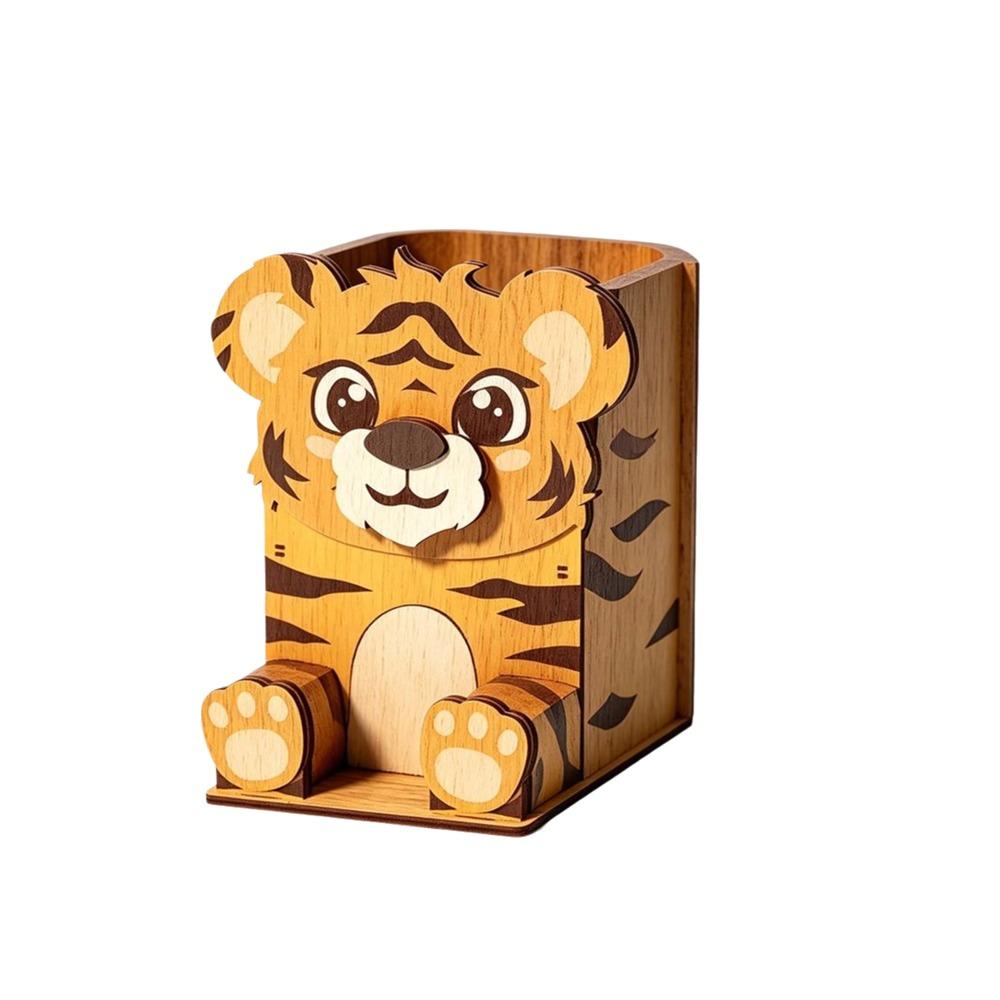 Wooden Material Spectacle Stand Hand Carved Pen Holder Rack Wooden Phone Display Stand Home Use